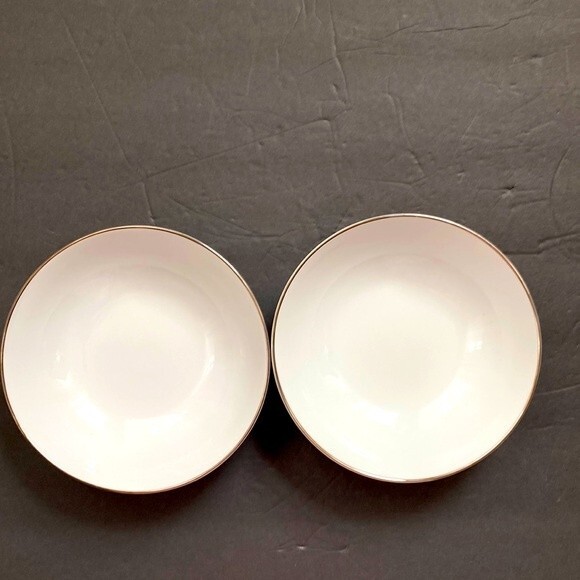 Mikasa Regal Fine China Coupe Cereal Bowl #5536 White Platinum Trim Set Of 2
